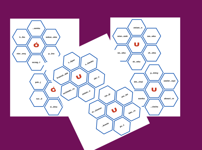 ORTOGRAFIA - heksy - fiszki - wyrazy z "Ó" i "U".