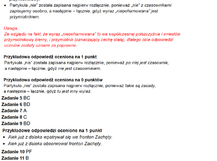 Zadania egzaminacyjne z j.polskiego - Gramatyka, ortografia, fonetyka