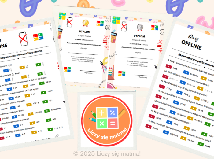 QUIZ OFFLINE – Matematyczne podsumowanie klasy czwartej 📚