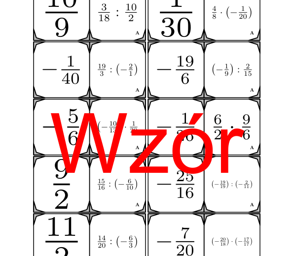 Domino - Mnożenie i dzielenie dodatnich i ujemnych ułamków | matematyka