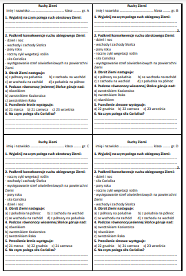 RUCHY ZIEMI - KARTKÓWKA