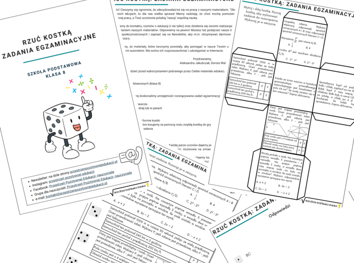 Zadania egzaminacyjne z matematyki z kostką (klasa 8)