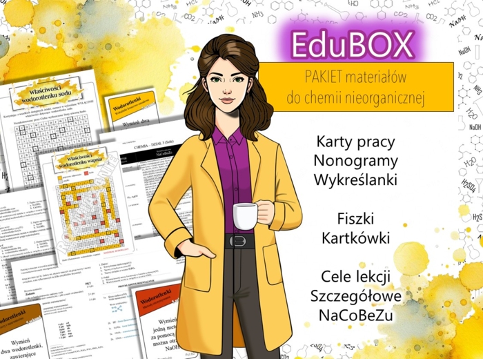 EduBOX! Klasa 8. Chemia nieorganiczna. Wodorotlenki. Kwasy. Sole. PAKIET na cały semestr!
