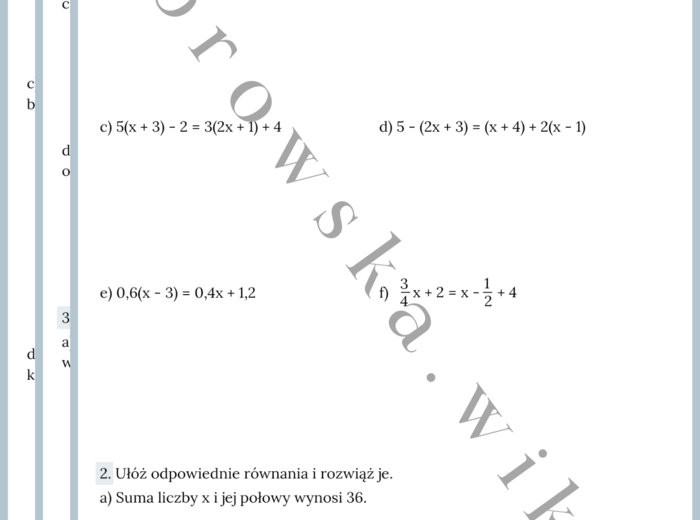 Równania - zestaw zadań