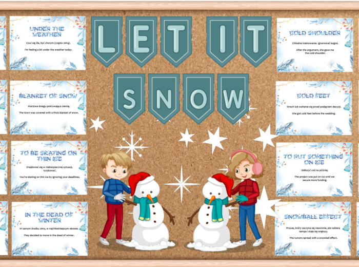 Gazetka anglojęzyczna Winter z idiomami zimowymi