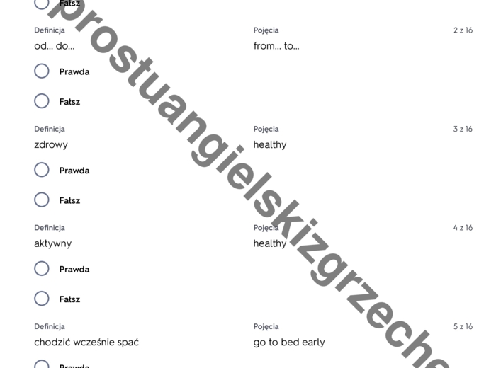 English Class A1 - Unit 8 - testy
