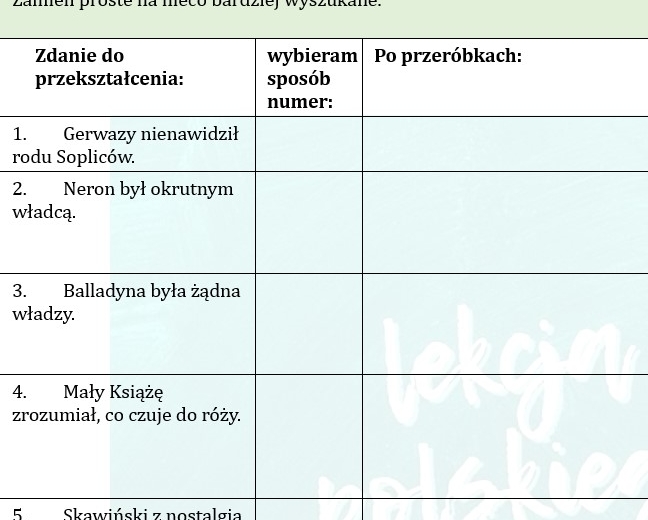 WSKOCZ NA WYŻSZY POZIOM. ĆWICZENIE DLA UCZNIÓW KLAS 7-8 pozwalające wzbogacać i doskonalić język wypowiedzi