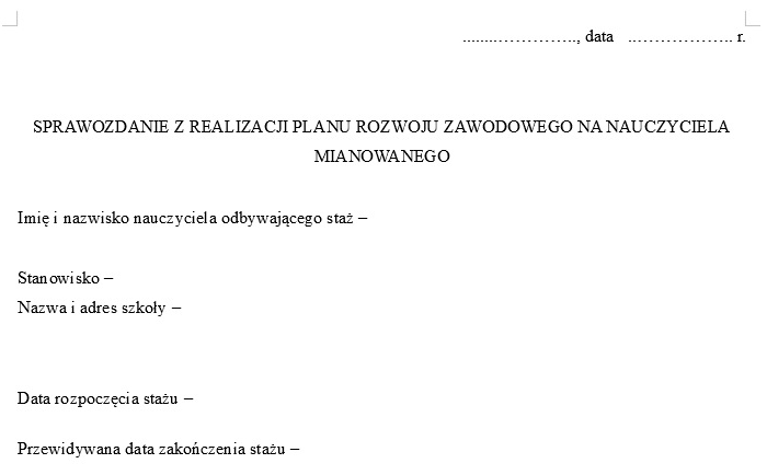 Sprawozdanie logopeda mianowanie