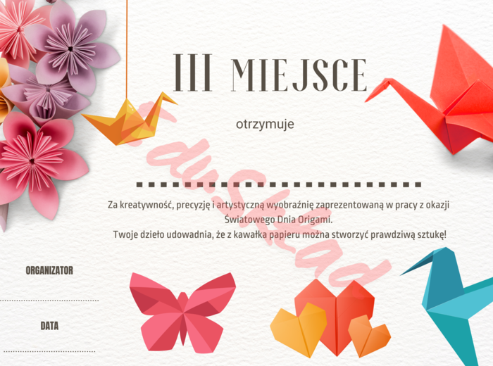 🎎 Dyplomy z okazji Dnia Origami – gotowe do druku!