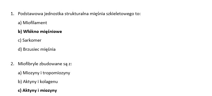 Test- poruszanie się. układ mięśniowy