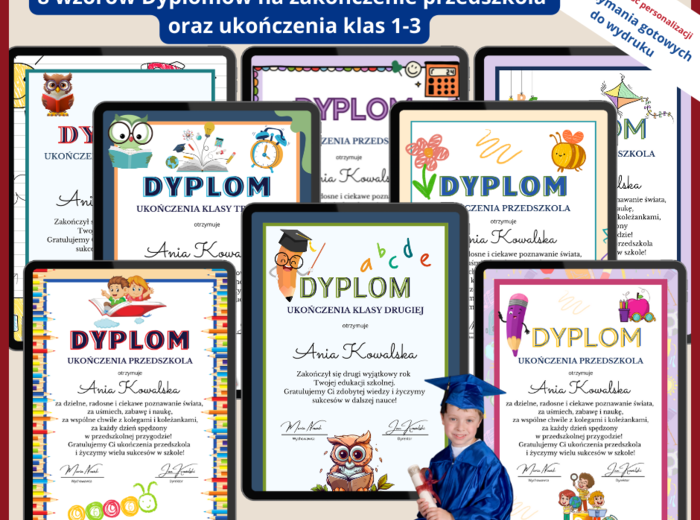 Wyjątkowe dyplomy na zakończenie przedszkola i klas 1–3!