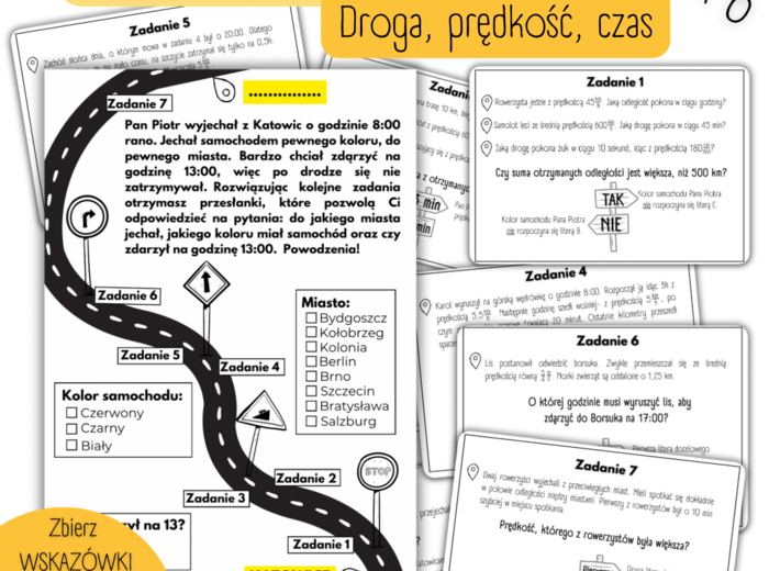 POWTÓRZENIE MATERIAŁU - Droga, prędkość, czas - KLASA 6