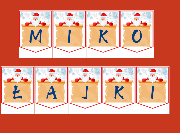 MIKOŁAJKI – Mikołaj – Boże Narodzenie – GIRLANDA - biblioteka – świetlica – przedszkole – gazetka – wersja 2