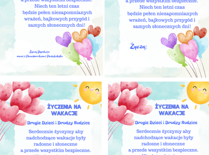 Życzenia wakacyjne