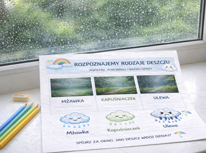 Karta pracy: Rozpoznaj rodzaje deszczu