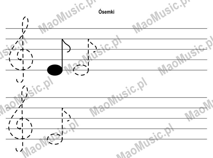 Wartości rytmiczne nut ÓSEMKA nauka pisania