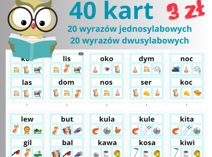 Karty klamerkowe- nauka czytania