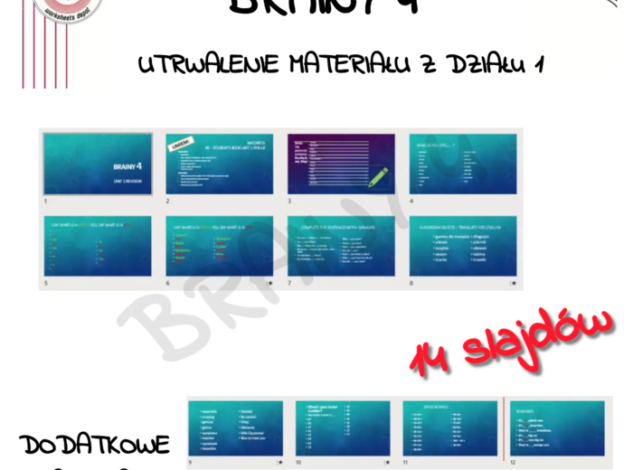 BRAINY 4 Unit 1 - utrwalenie materiału