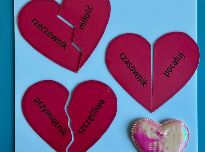 Puzzle - części mowy - walentynki