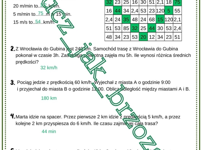 Droga, prędkość, czas, karta pracy, kodowanie, klasa 6, walentynki