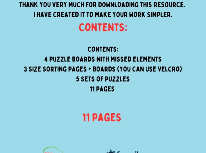 Układanka na Boże Narodzenie/ Mikołajki, segregowanie według rozmiaru. Christmas size sorting &missed elements puzzle. Dobre dla SPE.