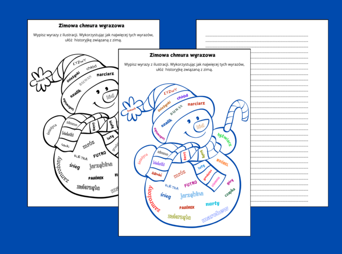 ZIMA - ortograficzna CHMURA wyrazowa – ortografia – opowiadanie – 2 wersje