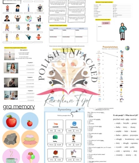 Cykl lekcji przymiotnik A1, język polski jako obcy, gramatyka