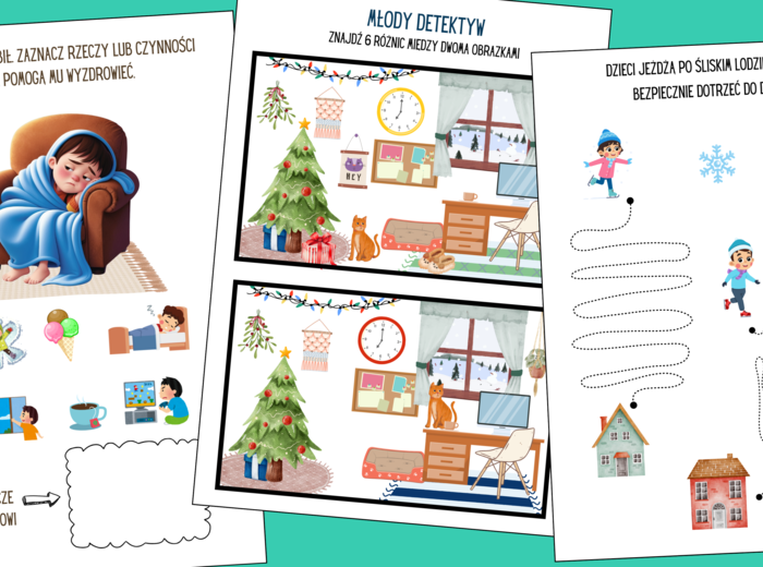 ZIMOWA PRZYGODA - KARTY PRACY DLA DZIECI W WIEKU PRZEDSZKOLNYM/ 30 STRON
