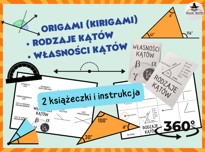 KĄTY I ICH WŁASNOŚCI - 2 książeczki z kartki A4 i instrukcja - ORIGAMI (KIRIGAMI)