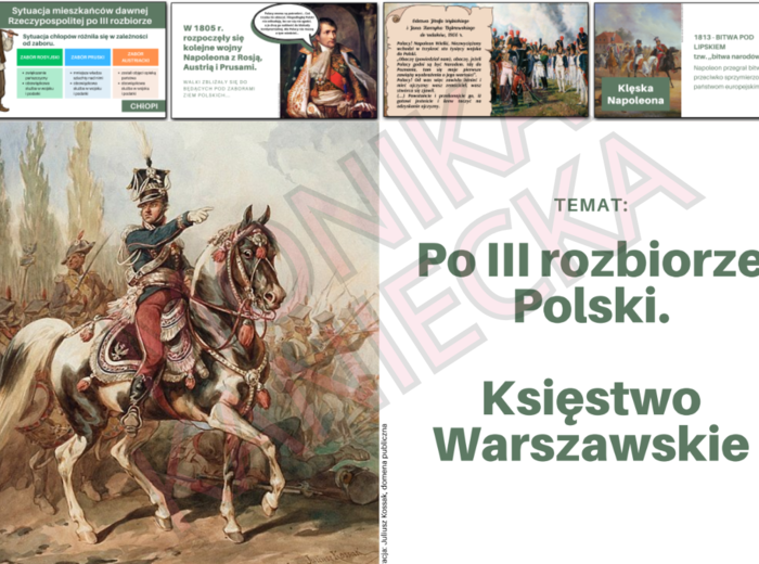 Po III rozbiorze Polski. Księstwo Warszawskie - prezentacja historia klasa 6