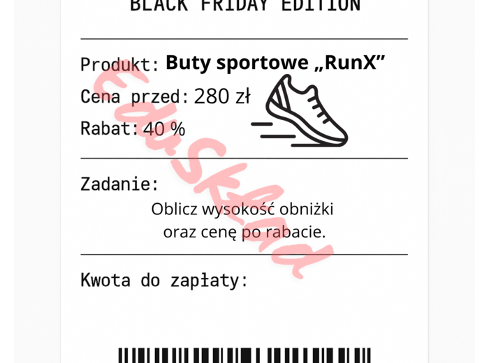 ⭐53 PARAGONY MATEMATYCZNE – BLACK FRIDAY EDITION (różne poziomy trudności / podwójne rabaty/ zamiast kartkówki)