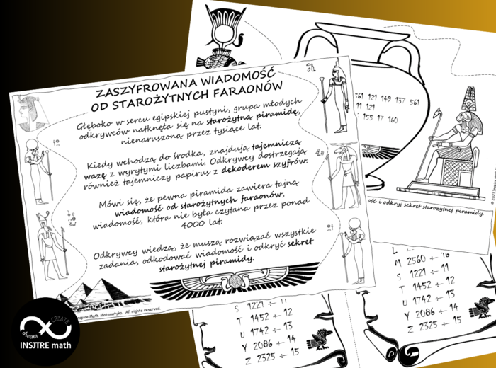 Sekret starożytnej piramidy: Dzielenie pisemne. Edytowalna Karta Pracy.