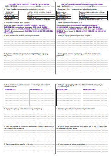 KONKURS NA DZIEŃ ZIEMI - JAK DUŻO WIESZ O NASZEJ PLANECIE I JEJ OCHRONIE?