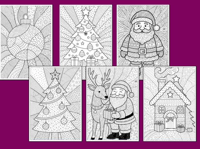 🎄🎅 Świąteczne Kolorowanki Zentangle – Relaks, Kreatywność i Magia Świąt! ✨- Boże Narodzenie - mikołajki - zima - 35 szt.