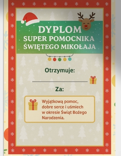 Zestaw dyplomów i medali „Super Pomocnik Świętego Mikołaja”