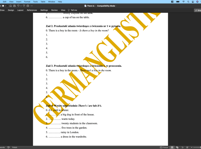 There is/ are i It is - ćwiczenia dla uczniów szkół podstawowych