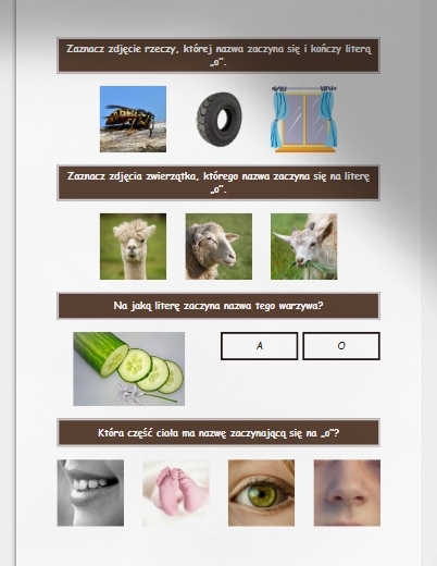 O i o. Karta pracy. Sprawdzian