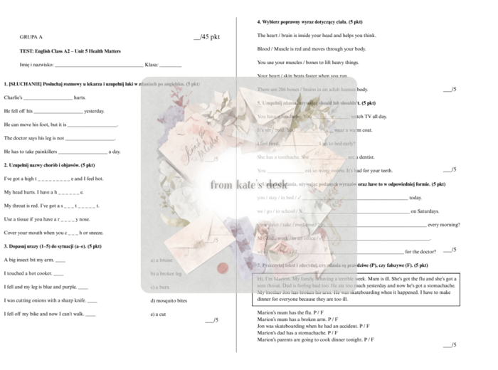 MEGA PAKIET: Testy English Class A2 (Unity 5-8) | Semestr II | Nagrania + Klucze