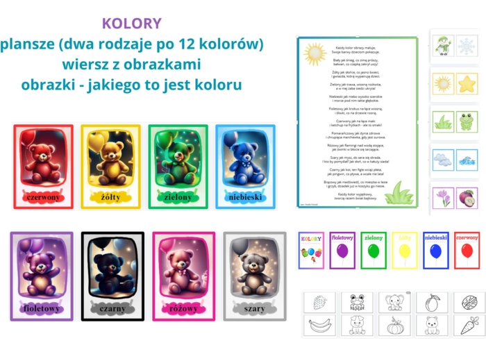 Kolory - plansze, kolorowanki, wiersz