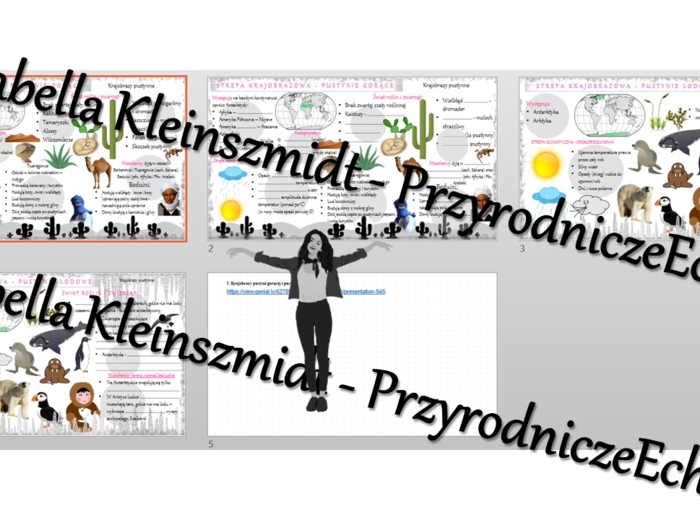 Minizestaw na temat „Krajobrazy pustyni gorącej i pustyni lodowej”– sketchnotka + karta pracy w power point + gratisowy link do prezentacji multimedialnej niekomercyjnej wykonanej w genial.ly do indywidualnego pobrania i użycia do celów niekomercyjnych. 