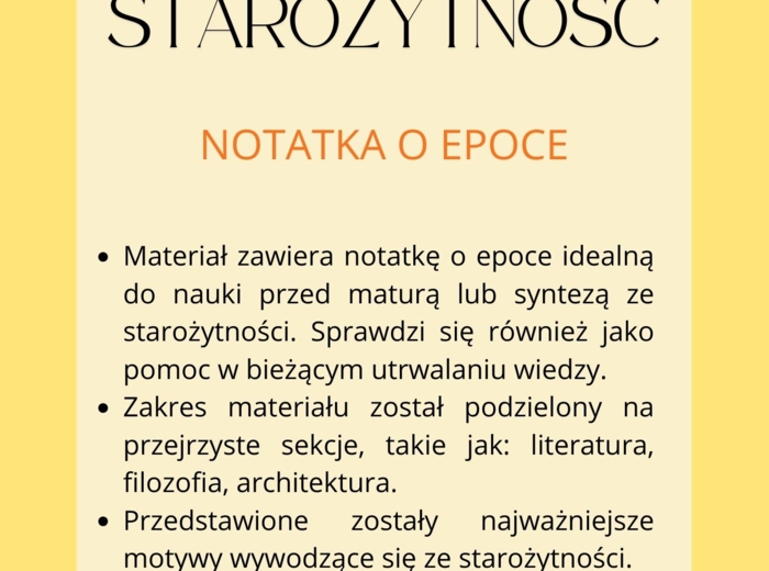 Matura: starożytność - notatka o epoce