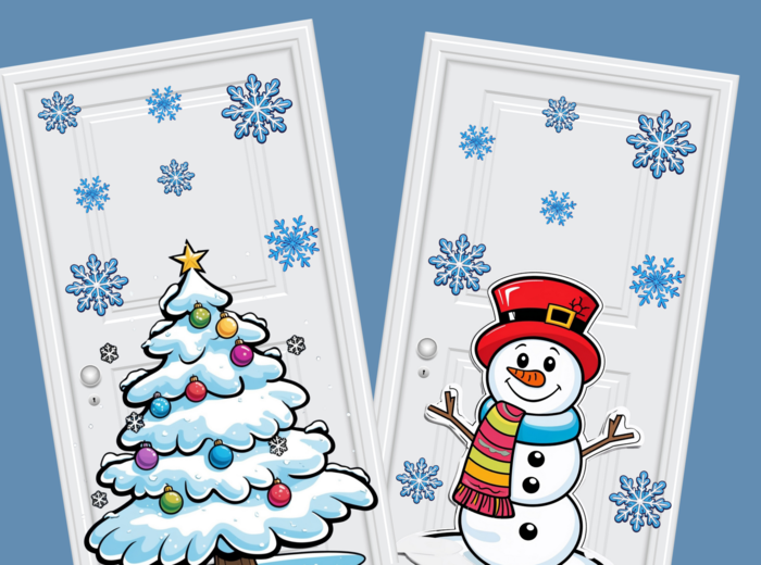 2 Ozdoby zimowe/świąteczne na drzwi/okno/gazetkę