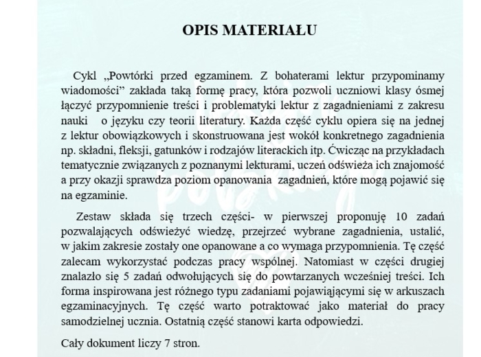 POWTÓRKI PRZED EGZAMINEM. Z BOHATERAMI "PANA TADEUSZA" PRZYPOMINAMY WIADOMOSCI Z ZAKRESU SŁOWOTWÓRSTWA.