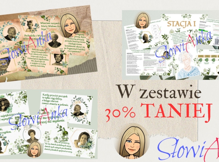 DUŻY ZESTAW 30% TANIEJ - Wisława Szymborska (życie i twórczość, sentencje, stacje zadaniowe)