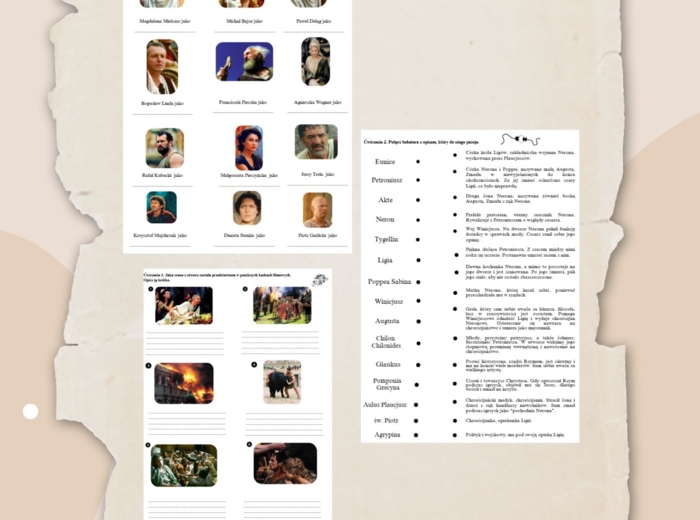 Karta pracy + odpowiedzi do filmu "Quo vadis" w reż. Jerzego Kawalerowicza