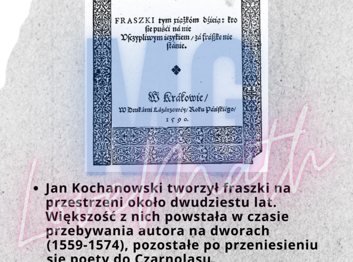 Narodowe czytanie 2025 - Jan Kochanowski - plakat, napisy, twórczość poety, dyplom, zakładki do książek