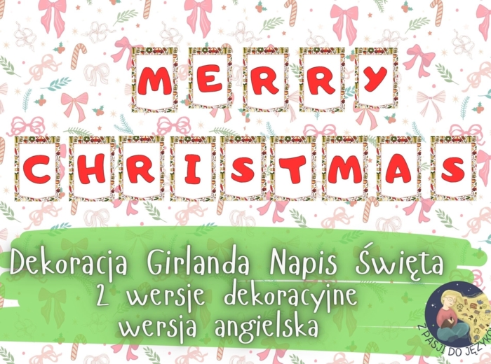 Girlanda Napis Merry Christmas Boże Narodzenie