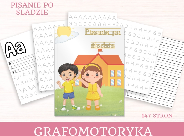 Grafomotoryka - pisanie po śladzie - 147 stron