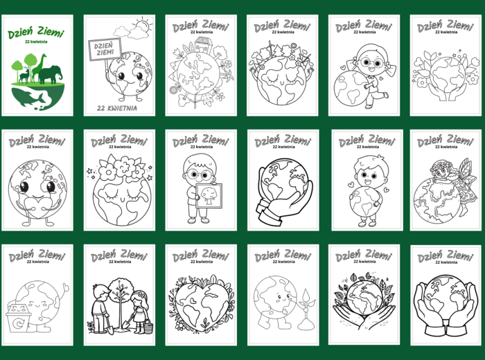 DZIEŃ ZIEMI – Galeria – kolorowanka – kolorowanki – biblioteka – świetlica – przedszkole – 33 wersje
