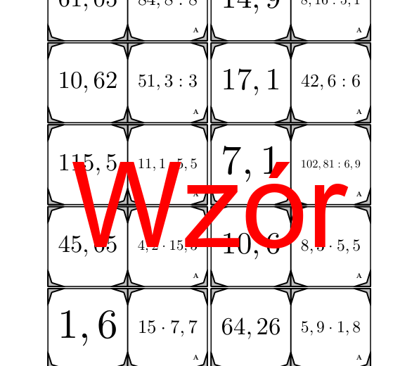 Domino - Mnożenie i dzielenie liczb dziesiętnych | matematyka